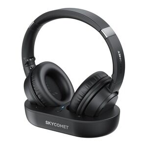 Skycomet Wireless TV Headphones with Transmitter Charging Base Black Damaged